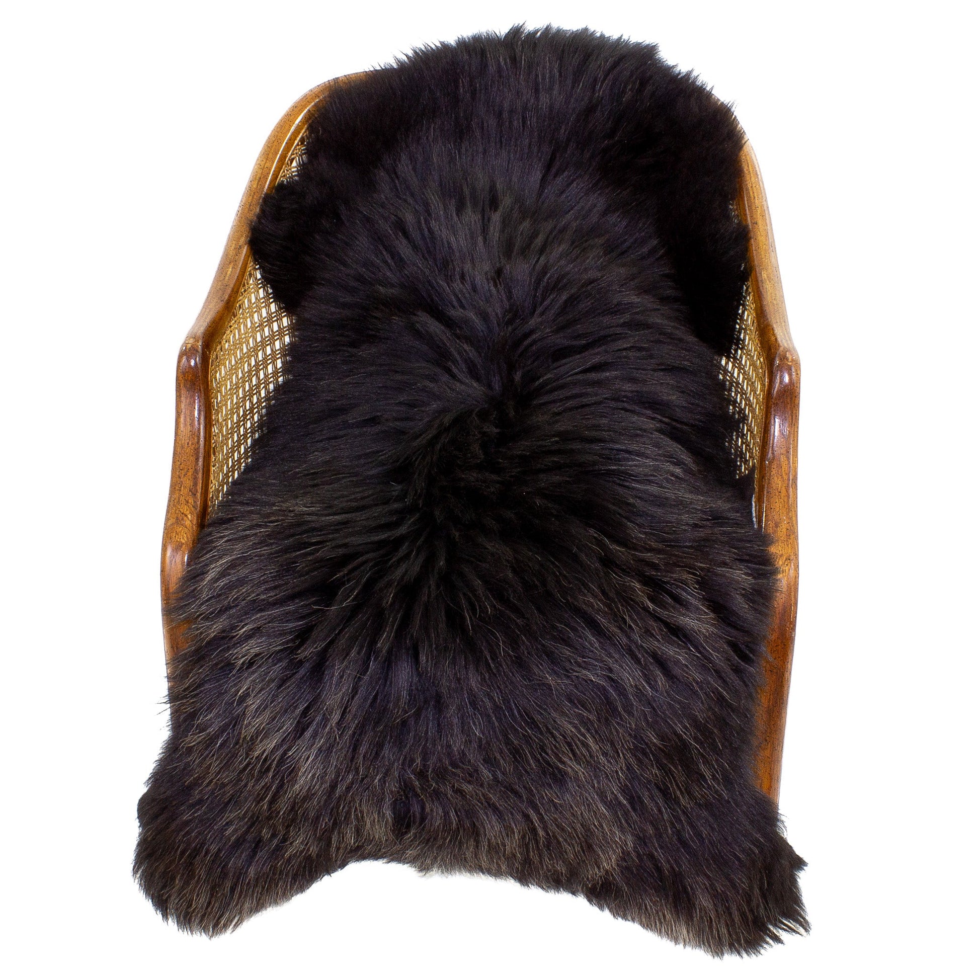Thick Coarse Black w White Sheepskin