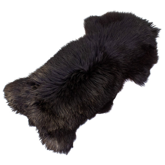 Thick Coarse Black w White Sheepskin