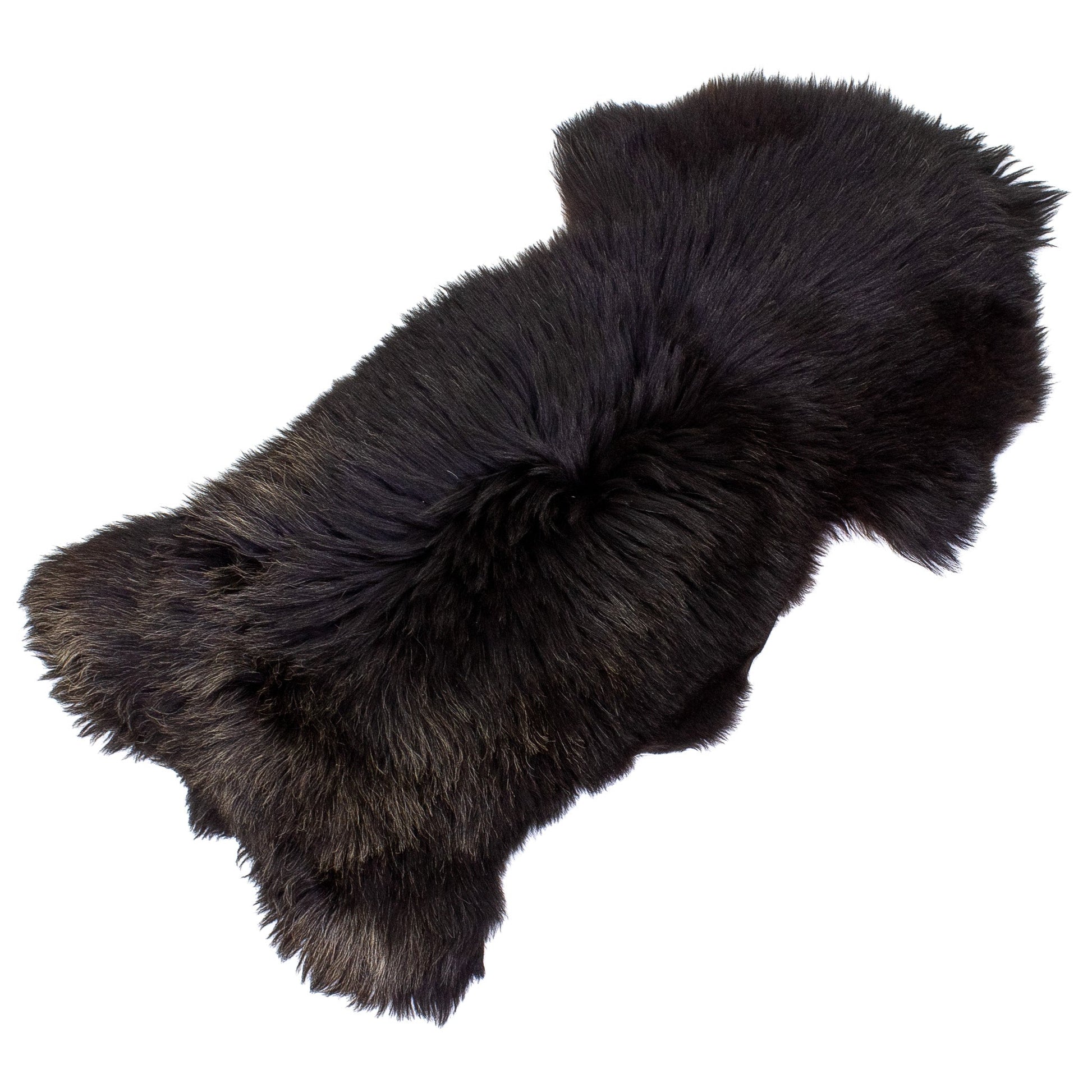 Thick Coarse Black w White Sheepskin