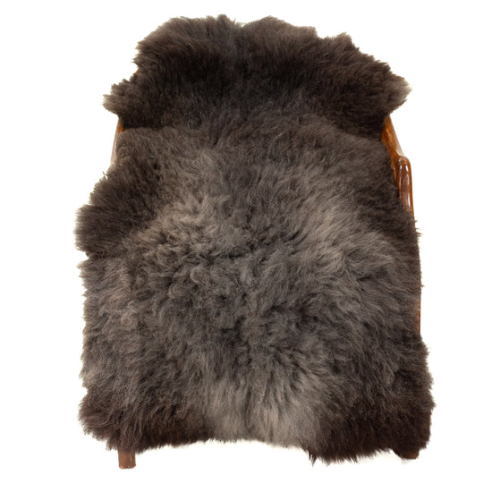 Thick Cushy Black w Gray Swedish Sheepskin