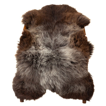 Thick Cushy Brown Gray Mix Sheepskin