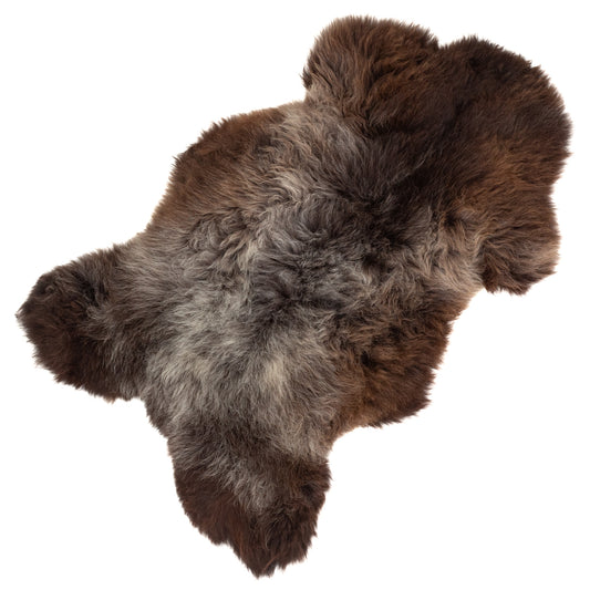 Thick Cushy Brown Gray Mix Sheepskin Rug