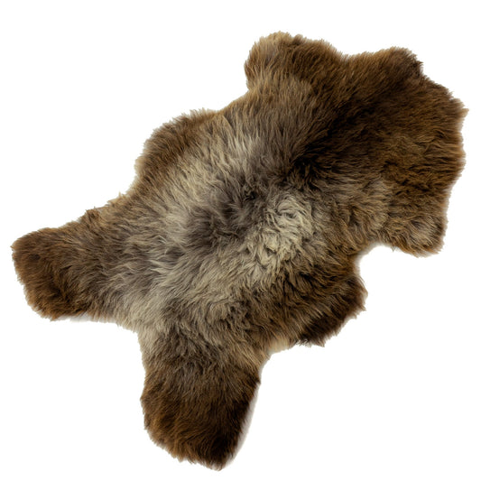 Thick Cushy Brown w Gray Sheepskin