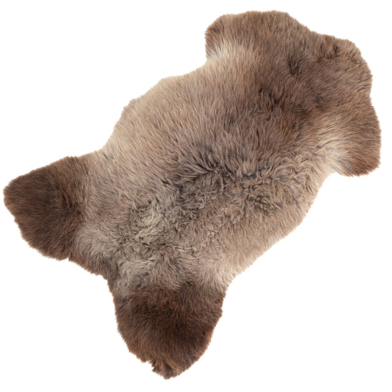 Thick Cushy Brown with Gray Sheepskin Rug