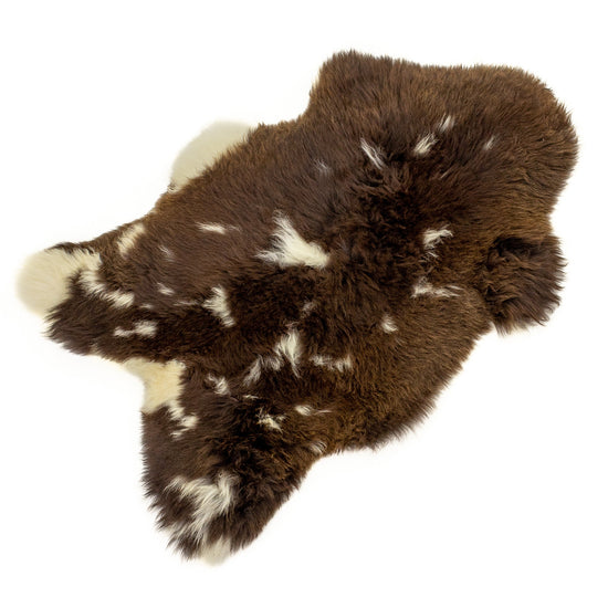 Thick Cushy Brown w White Markings Sheepskin