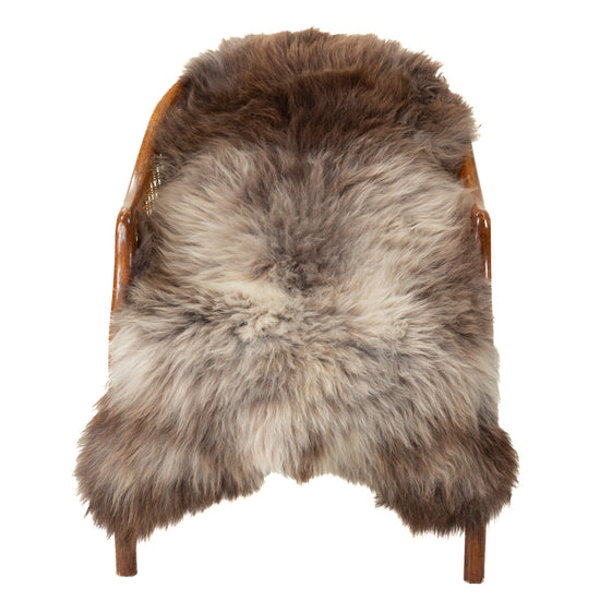 Thick Cushy Brown and Silver Gray Sheepskin