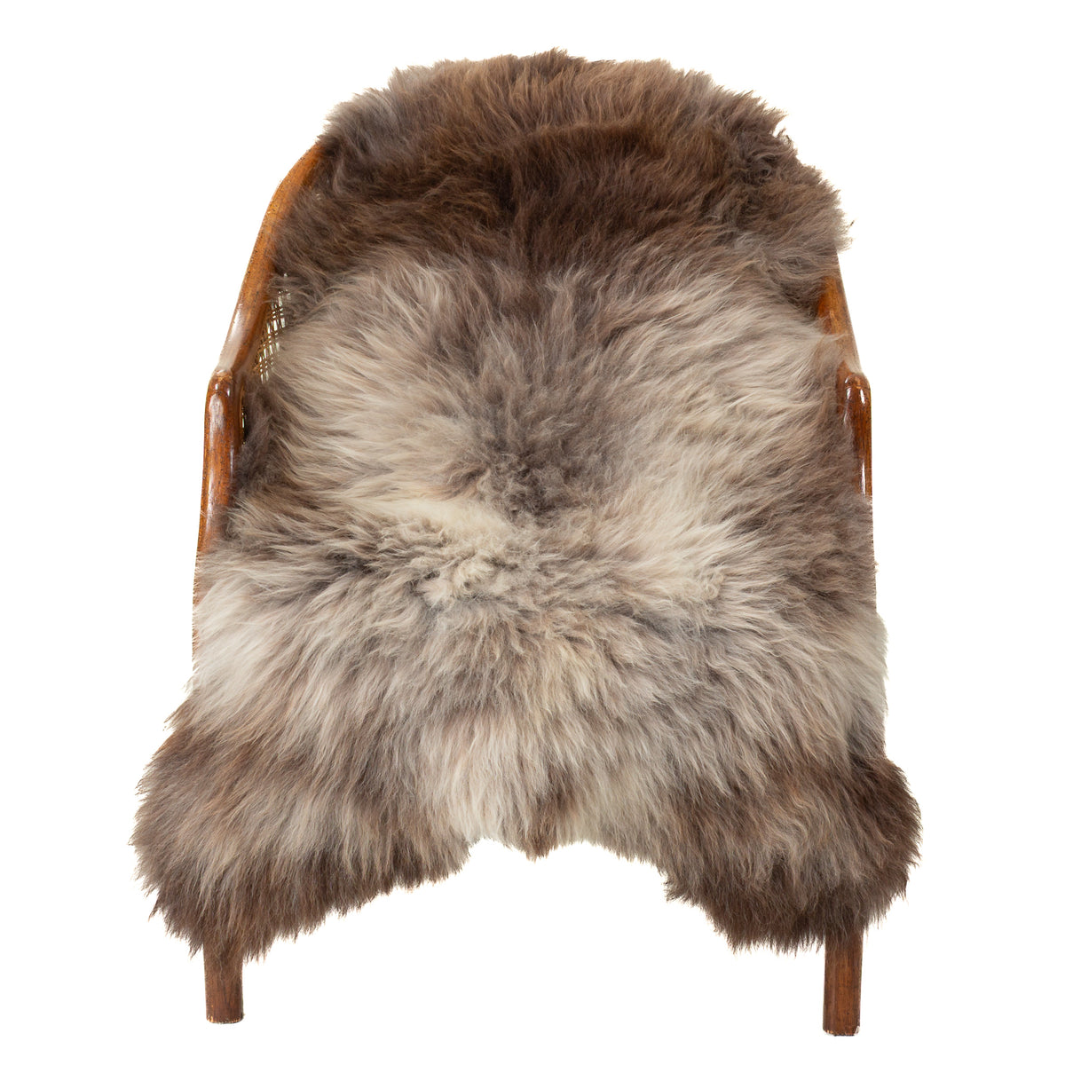 Thick Cushy Brown and Silver Gray Sheepskin
