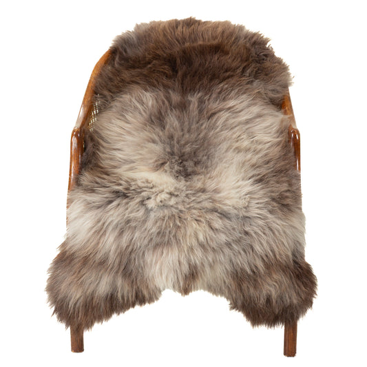 Thick Cushy Brown and Silver Gray Sheepskin
