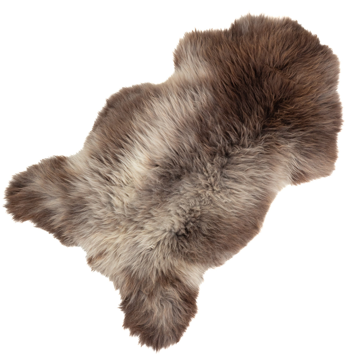 Thick Cushy Brown and Silver Gray Sheepskin Rug