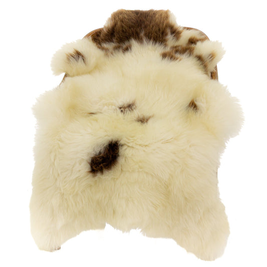 Thick Cushy Ivory White w Light Brown Spots Sheepskin