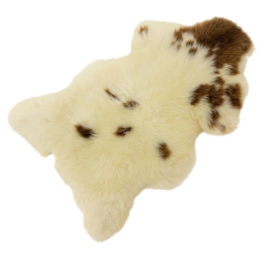 Thick Cushy Ivory White w Light Brown Spots Sheepskin