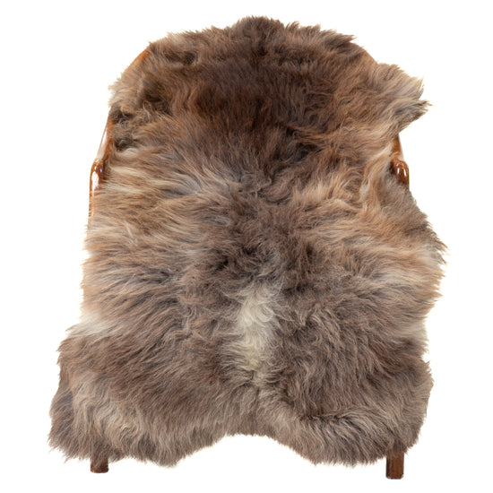 Thick Cushy Brown and White Mix Sheepskin
