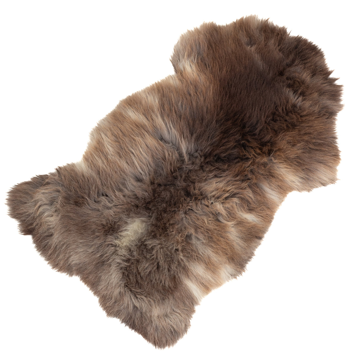 Thick Cushy Brown and White Mix Sheepskin Rug