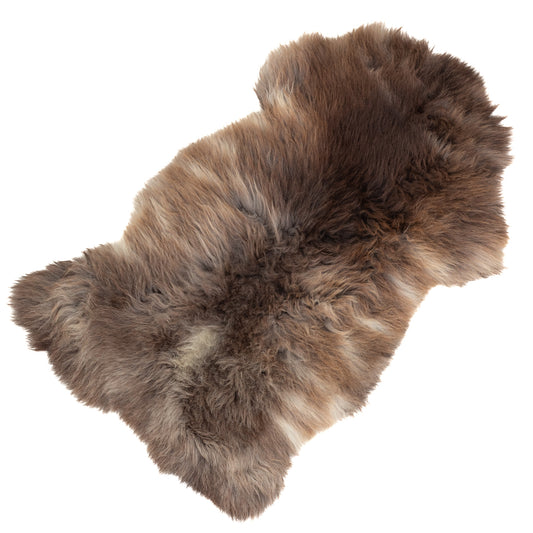 Thick Cushy Brown and White Mix Sheepskin Rug