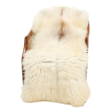 Thick Cushy Coarse Wool White w Dark Brown Heidschnucke Sheepskin