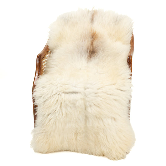 Thick Cushy Coarse Wool White w Dark Brown Heidschnucke Sheepskin