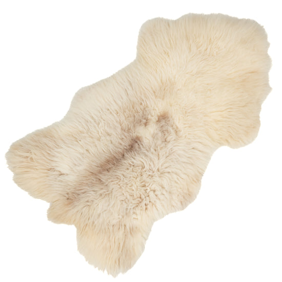 Thick Cushy Coarse Wool White w Dark Heidschnucke Sheepskin Rug