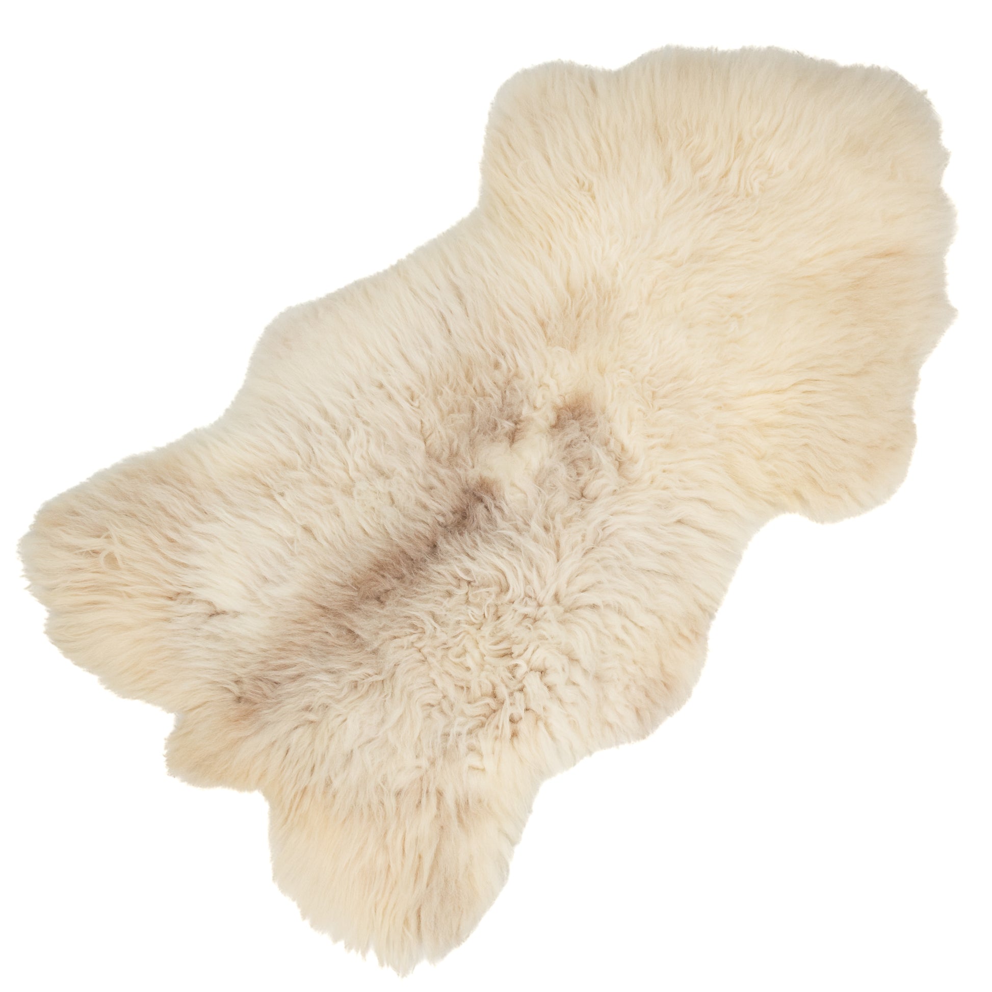 Thick Cushy Coarse Wool White w Dark Heidschnucke Sheepskin Rug