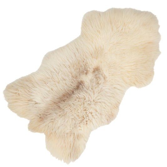 Thick Cushy Coarse Wool White w Dark Heidschnucke Sheepskin Rug