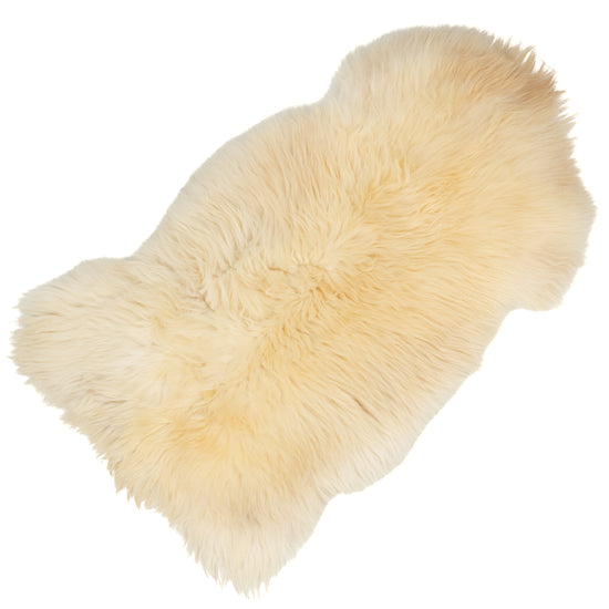 Thick Cushy Coarse Wool Ivory White Mottled Heidschnucke Sheepskin Rug