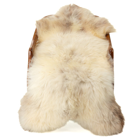 Thick Cushy Creamy White w Light Brown Mottled Sheepskin