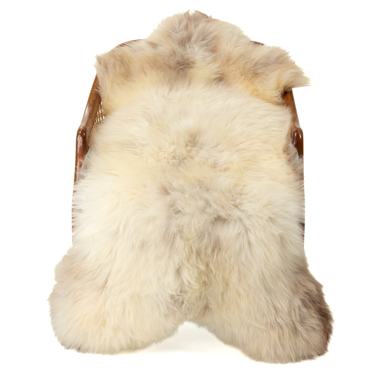Thick Cushy Creamy White w Light Brown Mottled Sheepskin