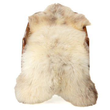 Thick Cushy Creamy White w Light Brown Mottled Sheepskin