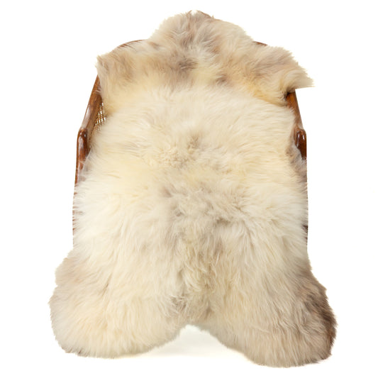 Thick Cushy Creamy White w Light Brown Mottled Sheepskin