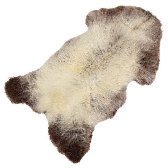 Thick Cushy Creamy White w Dark Edges Sheepskin Rug