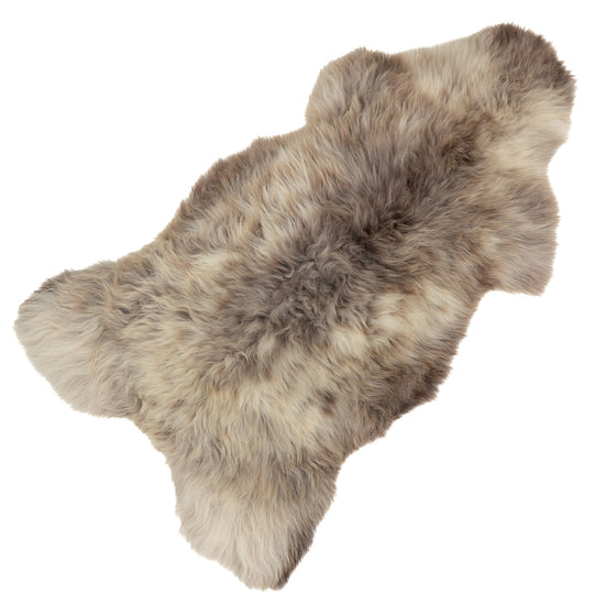 Thick Cushy Creamy White to Dark Mottled Sheepskin Rug
