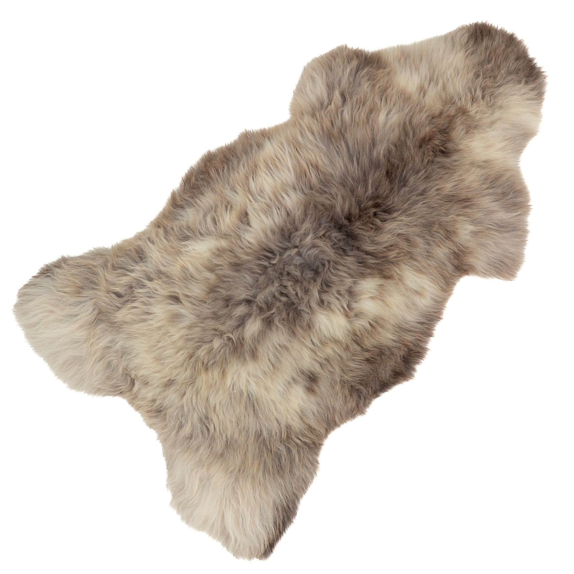 Thick Cushy Creamy White to Dark Mottled Sheepskin Rug