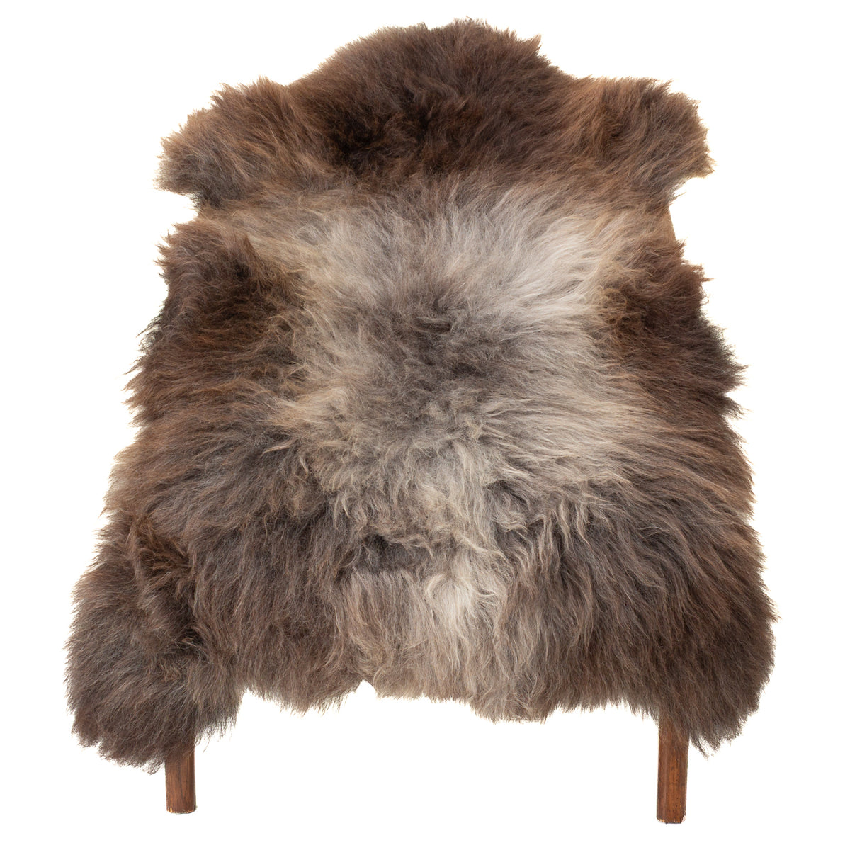 Thick Cushy Dark Brown w Gray Sheepskin