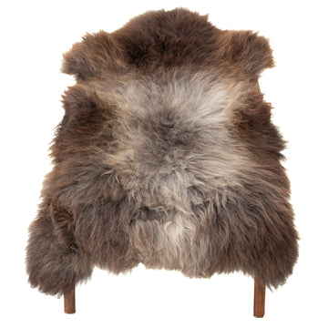 Thick Cushy Dark Brown w Gray Sheepskin
