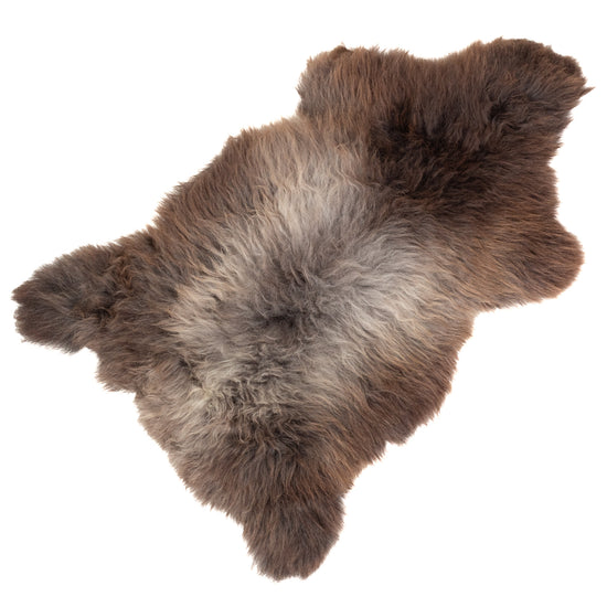 Thick Cushy Dark Brown w Gray Sheepskin Rug