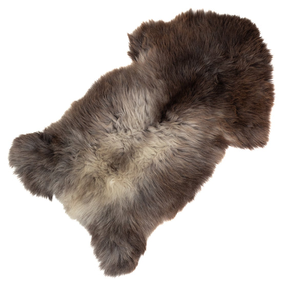Thick Cushy Dark Brown Silver Gray Sheepskin Rug