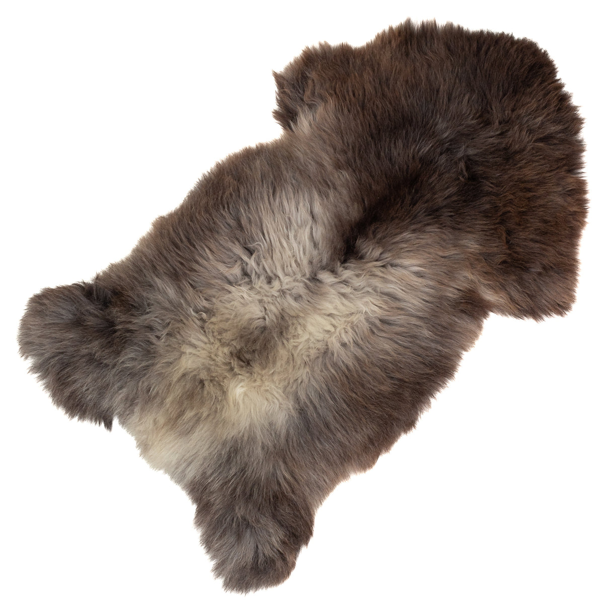 Thick Cushy Dark Brown Silver Gray Sheepskin Rug