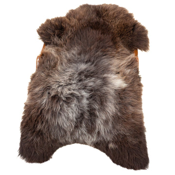 Thick Cushy Dark Brown w White Gray Sheepskin