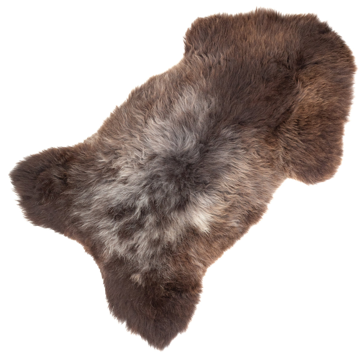 Thick Cushy Dark Brown w White Gray Sheepskin Rug
