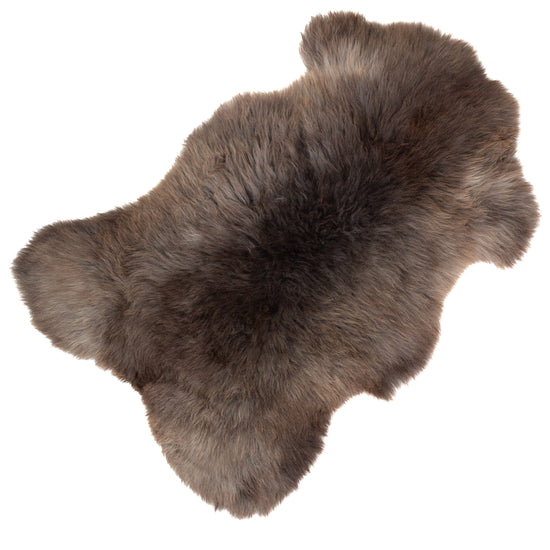 Thick Cushy Gray w Dark Brown Sheepskin Rug