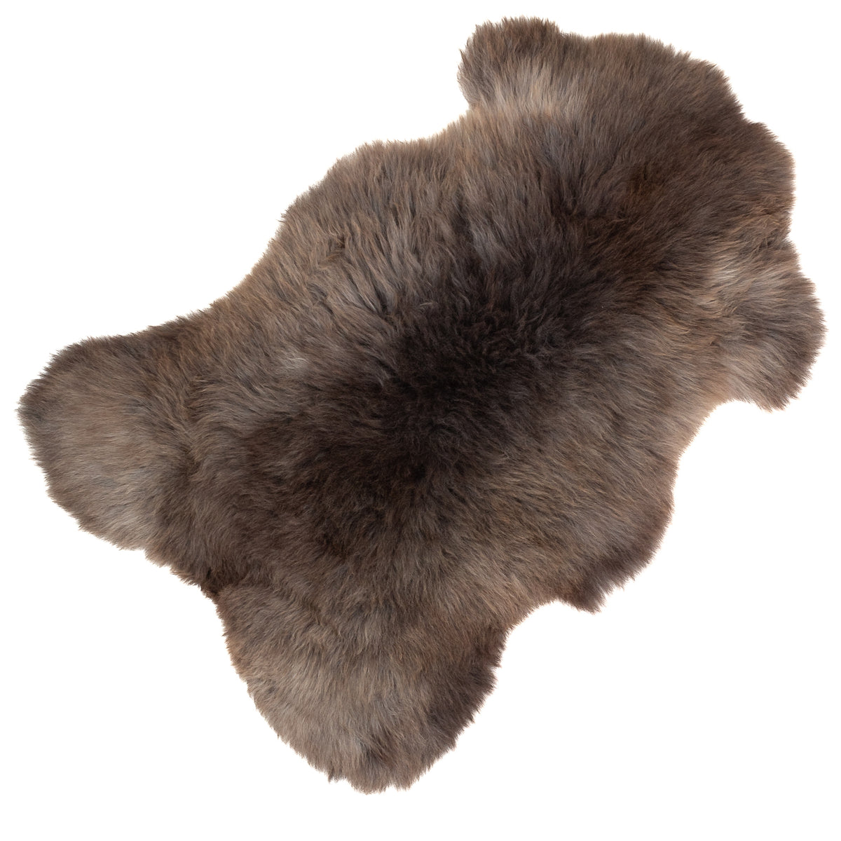 Thick Cushy Gray w Dark Brown Sheepskin Rug