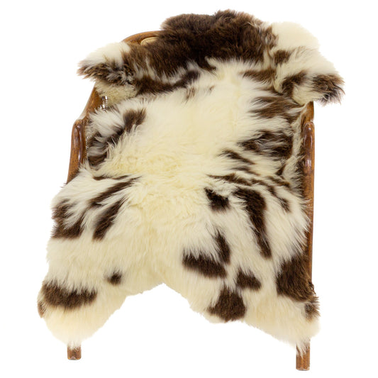 Thick Cushy Ivory White with Brown Spots Sheepskin