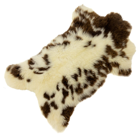 Thick Cushy Ivory White with Brown Spots Sheepskin