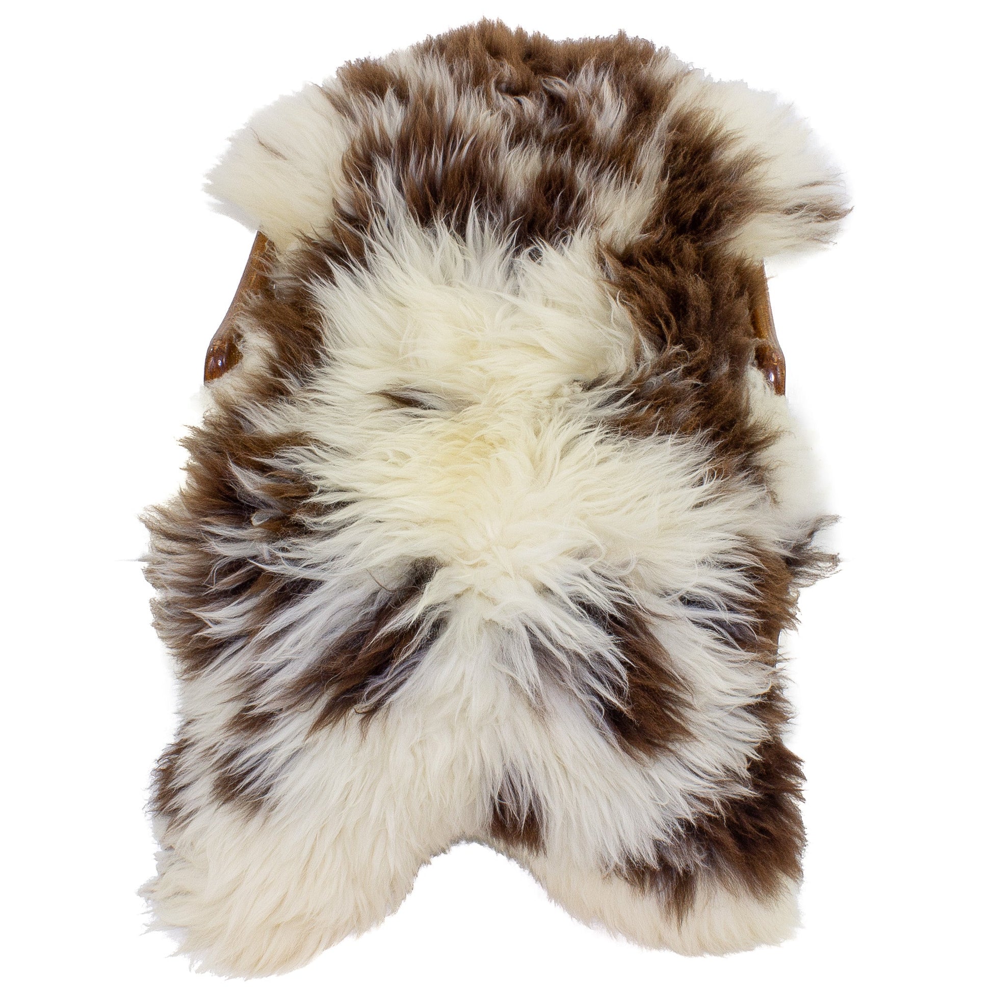 Large Thick Cushy Ivory White w Brown Sheepskin