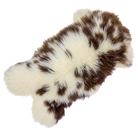 Large Thick Cushy Ivory White w Brown Sheepskin