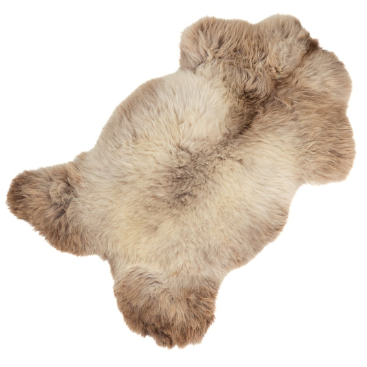 Thick Cushy Light Brown to White Mix Sheepskin Rug