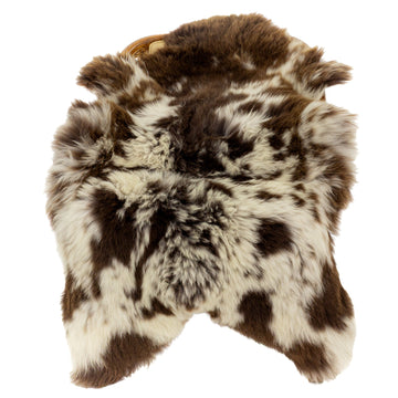 Thick Cushy Brown and Ivory White Spotted Sheepskin
