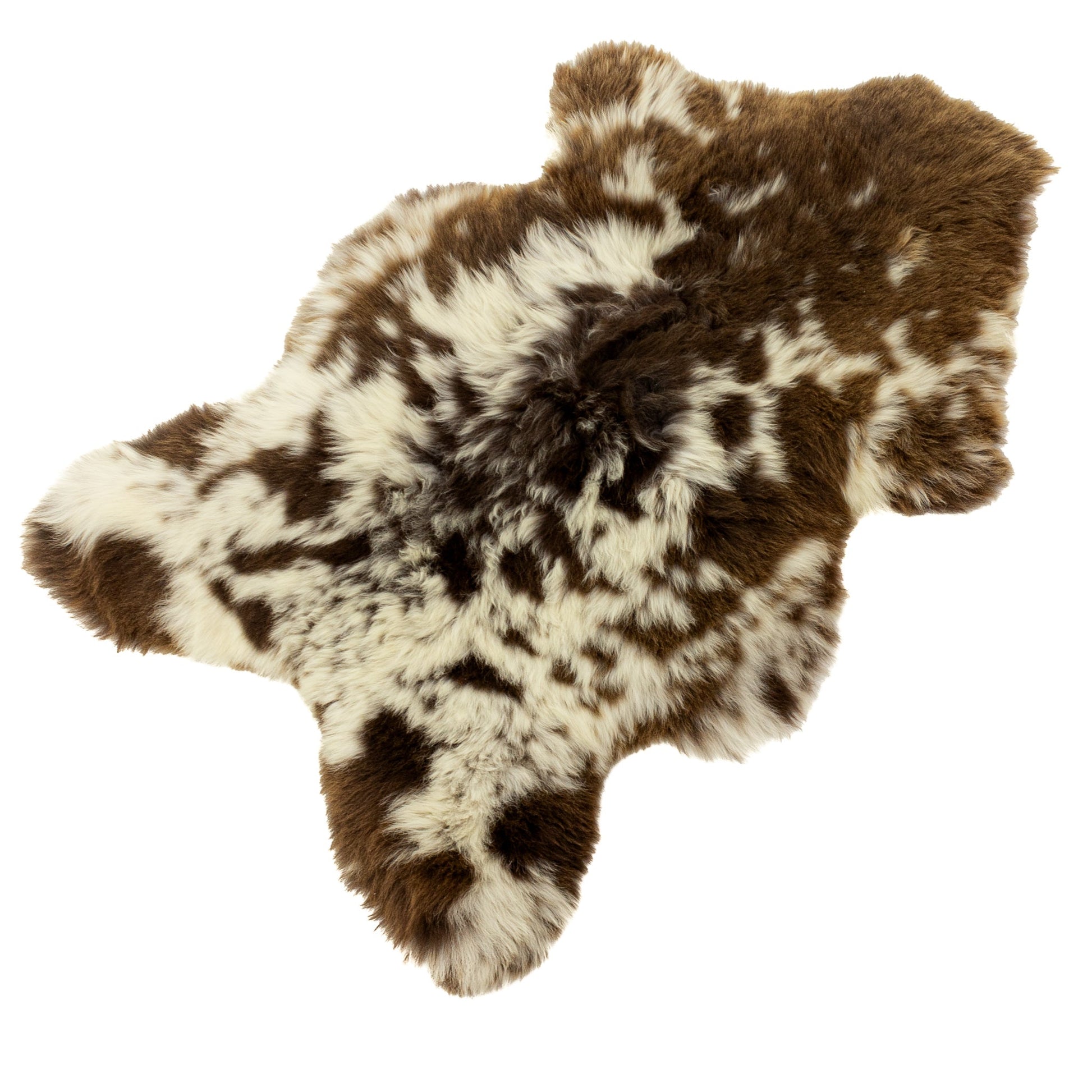 Thick Cushy Brown and Ivory White Spotted Sheepskin