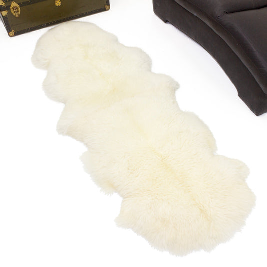 Suffolk Medium Wool Thick Cushy Ivory White Double End-End Sheepskin