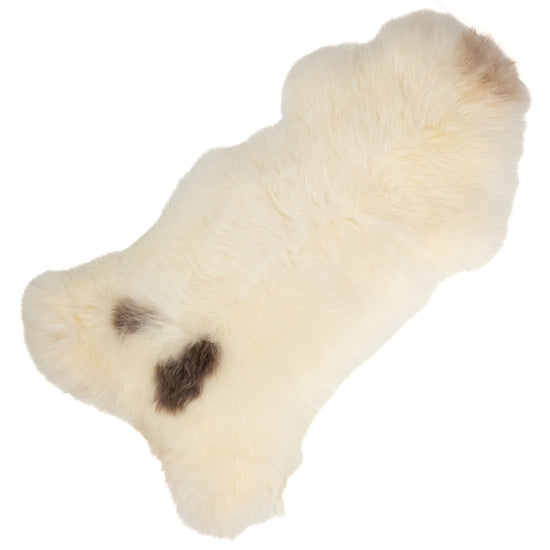 Thick Cushy White w Brown and Light Mottling Sheepskin Rug