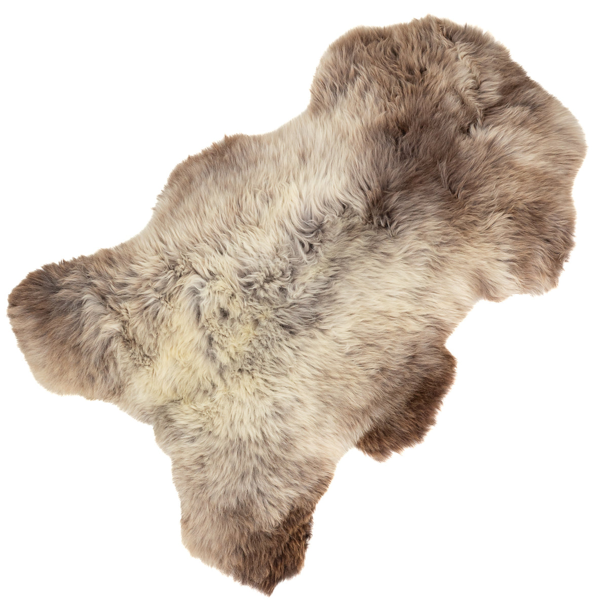 Thick Cushy White w Brown Mix Sheepskin Rug